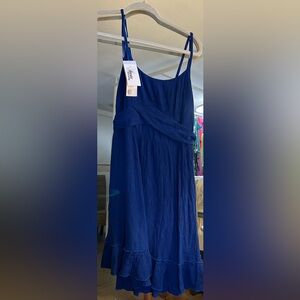 NEW The Pirate Dressing Blue Smocked Plisse Mini Dress XL